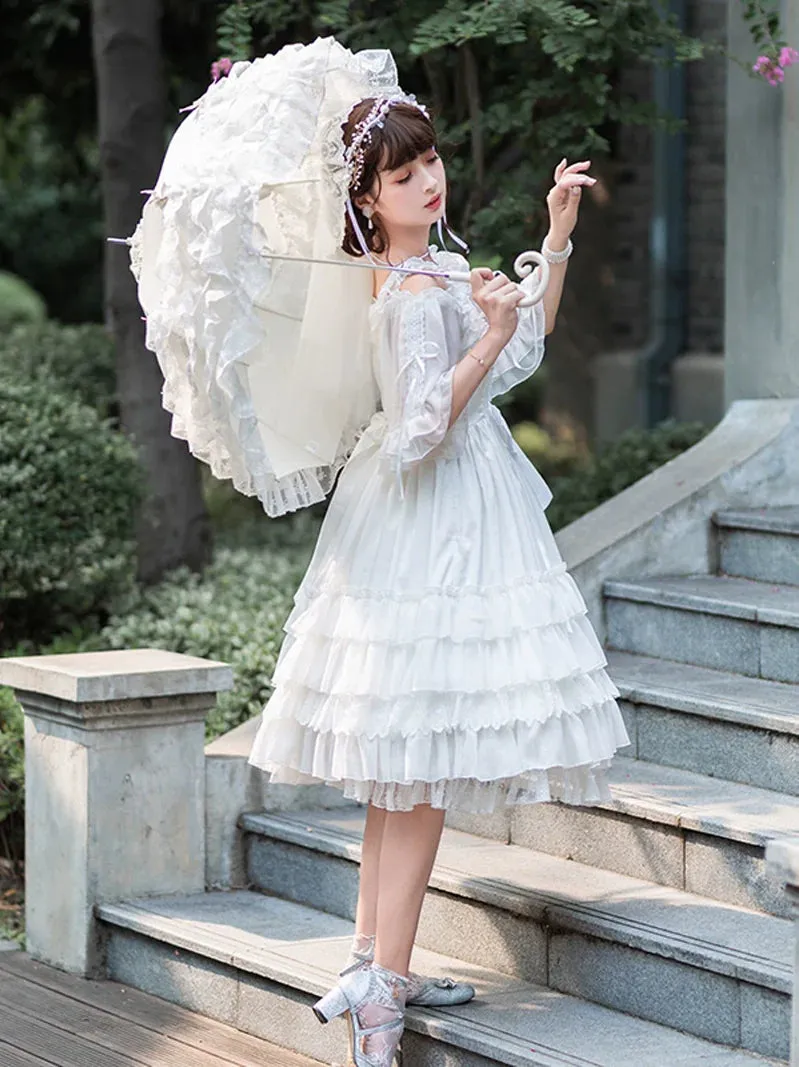 Lolita Suspender Pure Princess White Dress Volume