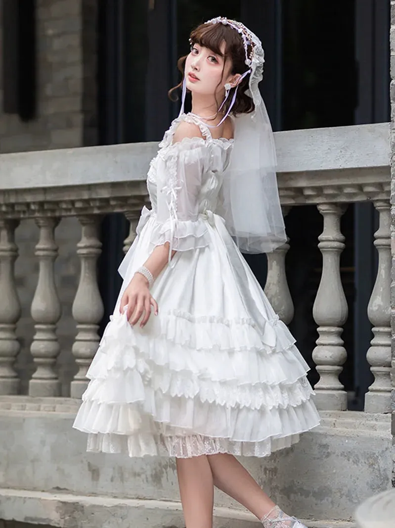 Lolita Suspender Pure Princess White Dress Volume