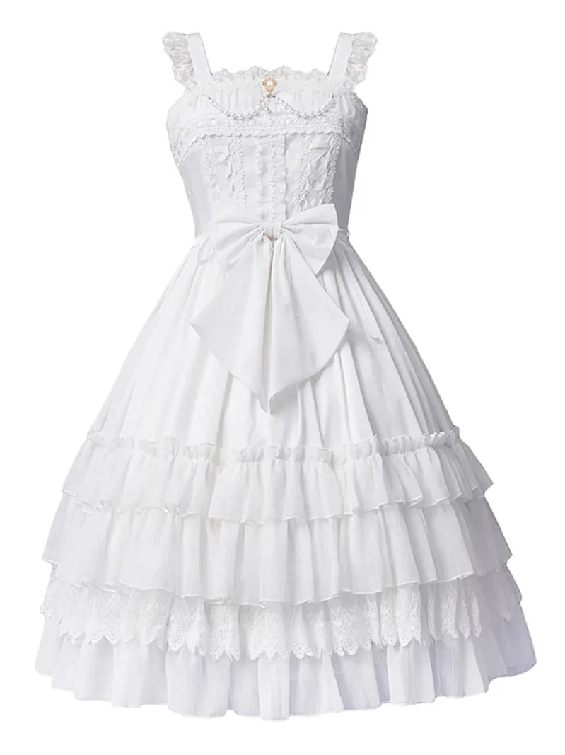 Lolita Suspender Pure Princess White Dress Volume