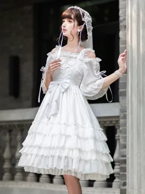 Lolita Suspender Pure Princess White Dress Volume