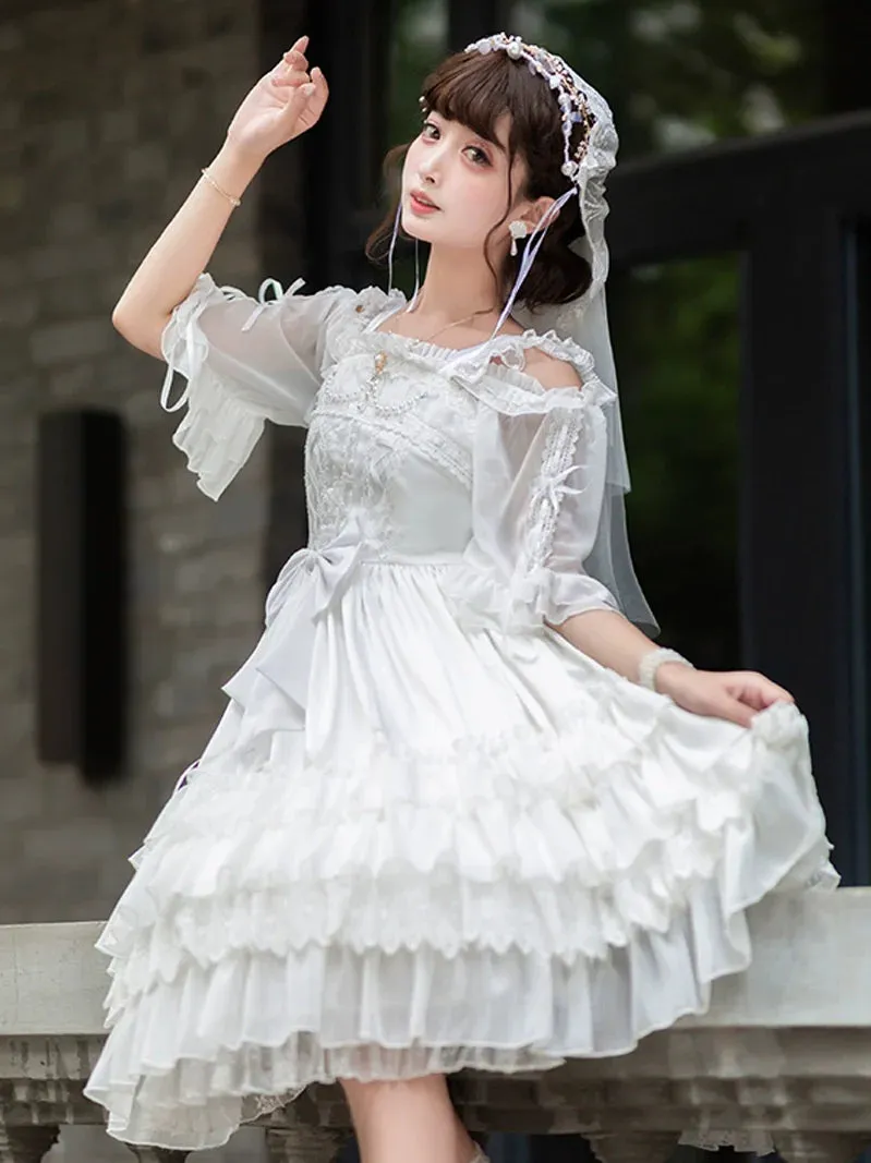 Lolita Suspender Pure Princess White Dress Volume