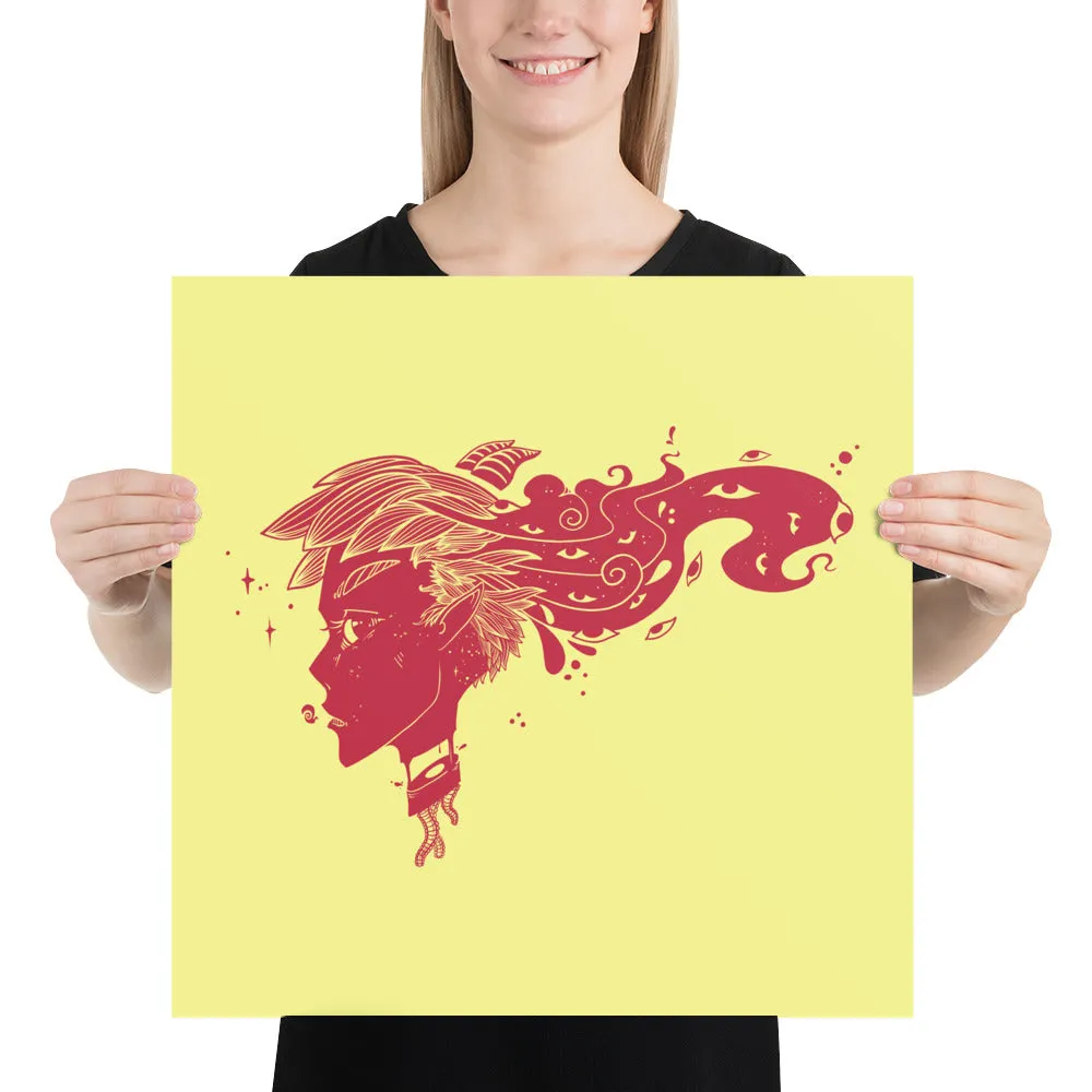 Many Eyed Devil Girl, Matte Art Print Poster