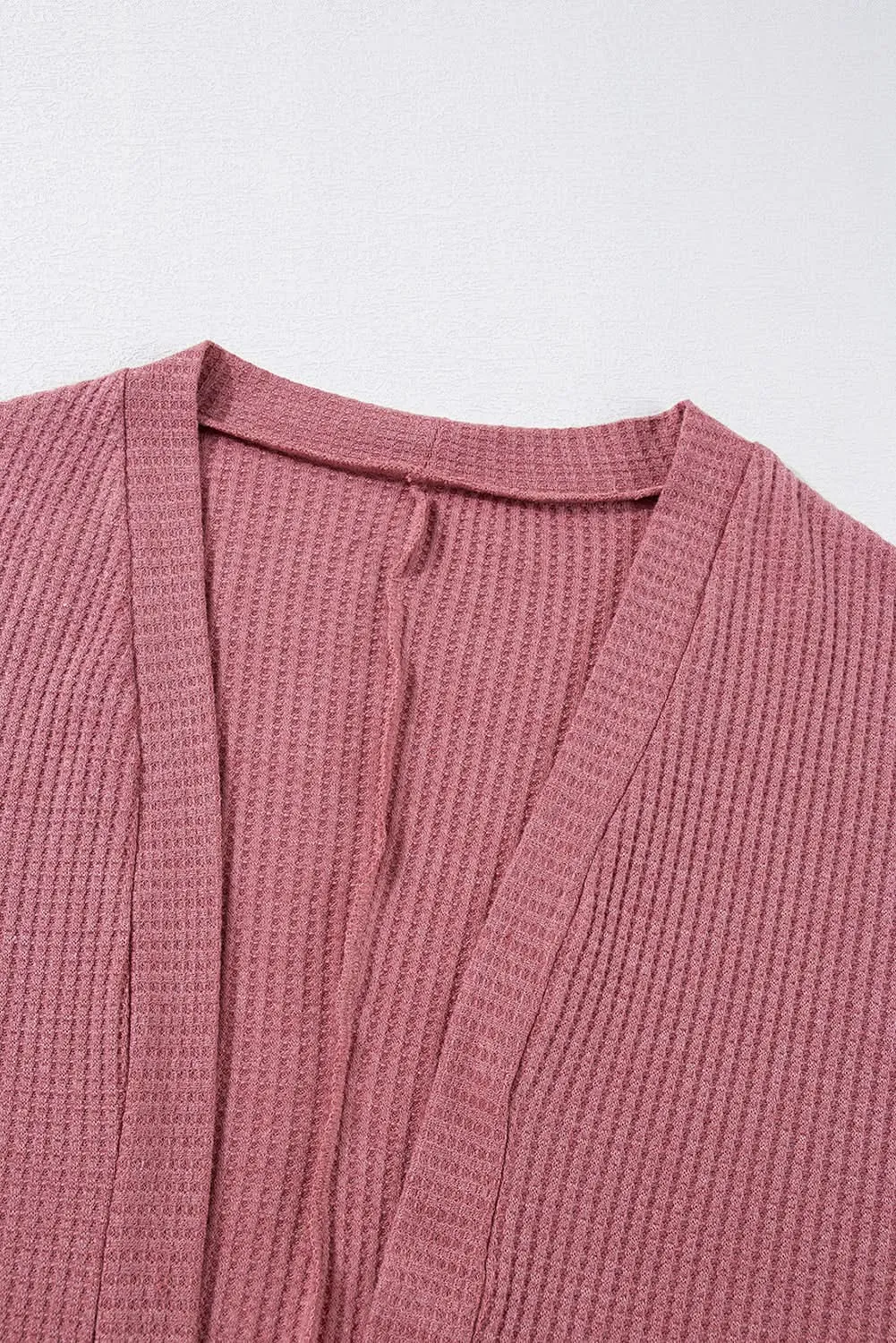 Mineral red waffle knit cardigan