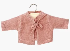 minikane Alix cardigan in tea pink knit for baby dolls