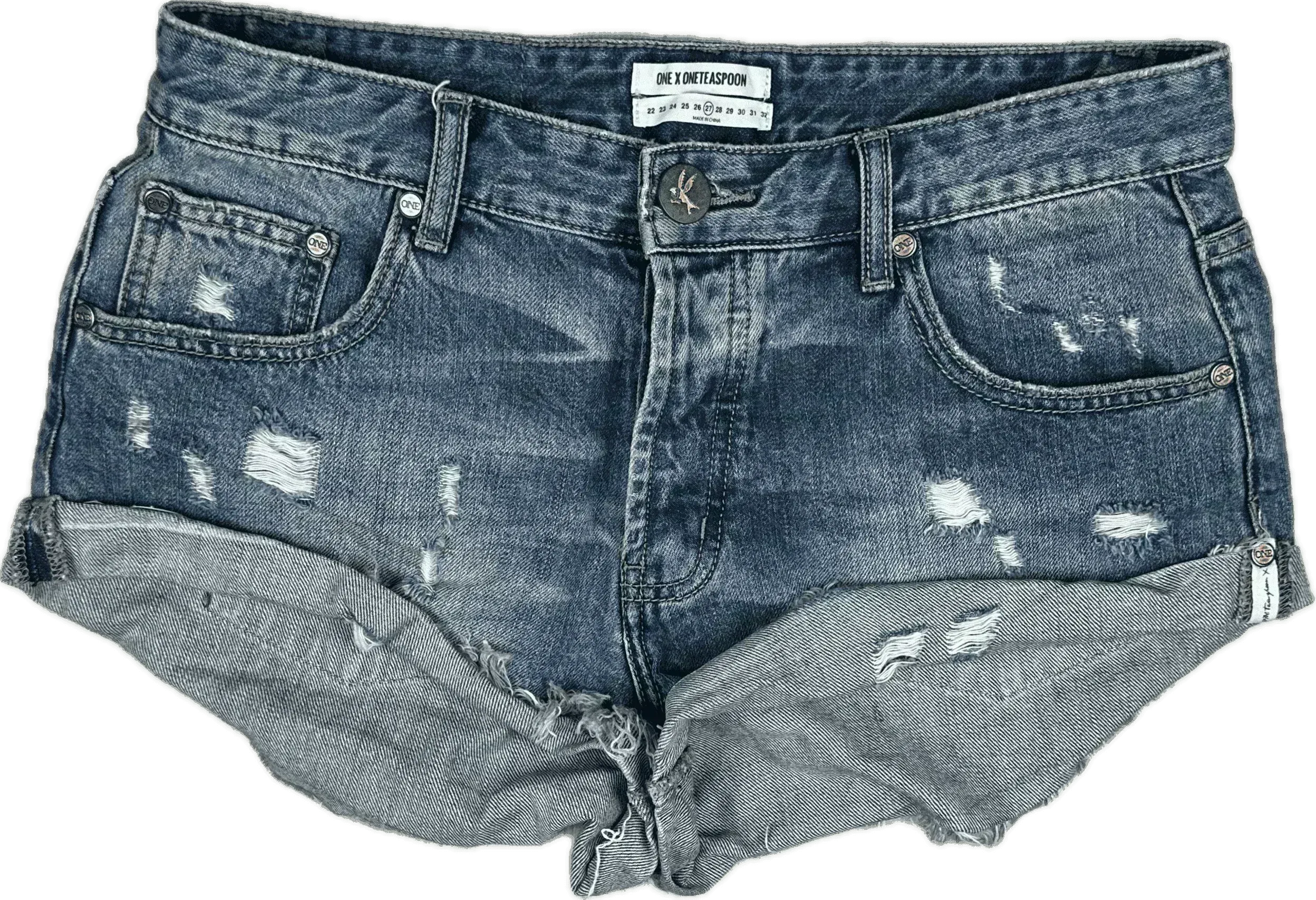One Teaspoon 'Bandits' Distressed Denim Shorts  - Size 27"