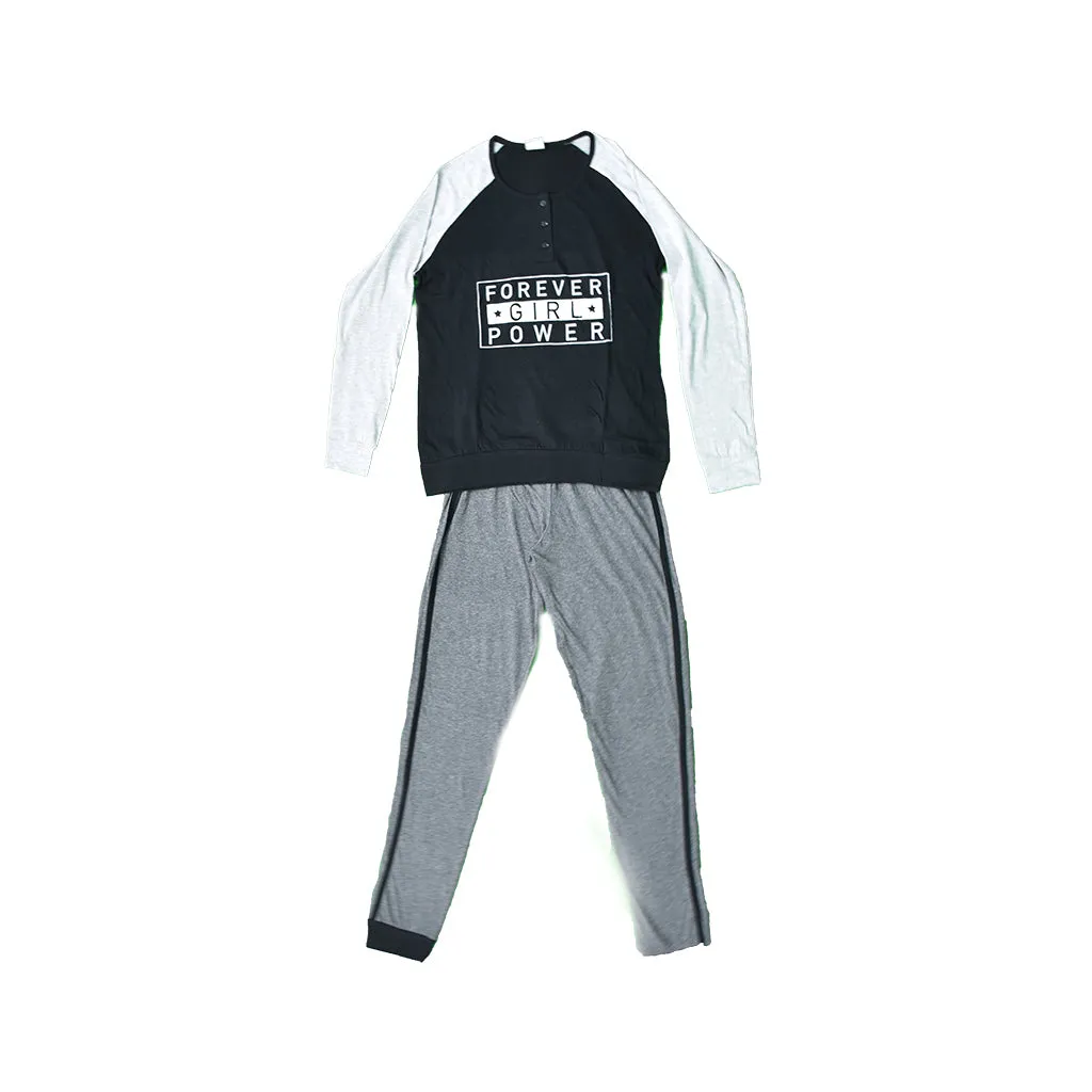 Pigiama Cotone Manica Lunga Donna Forever Girl Power Ami-Jo