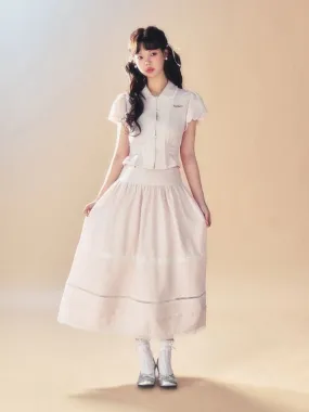 Pink Waisted Blouse/Umbrella Skirt【s0000007514】