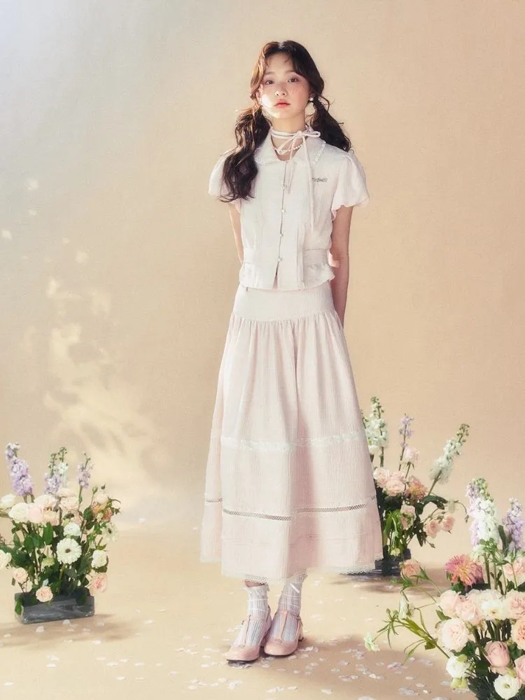 Pink Waisted Blouse/Umbrella Skirt【s0000007514】