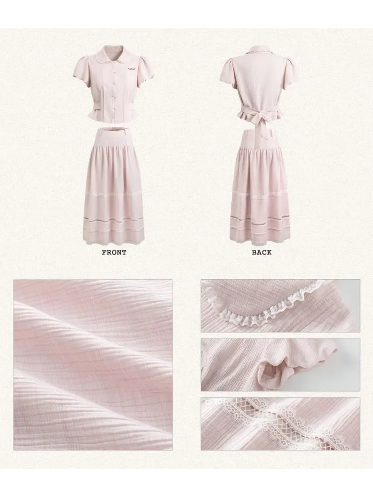 Pink Waisted Blouse/Umbrella Skirt【s0000007514】