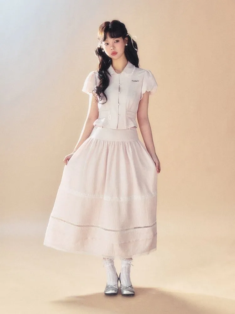Pink Waisted Blouse/Umbrella Skirt【s0000007514】