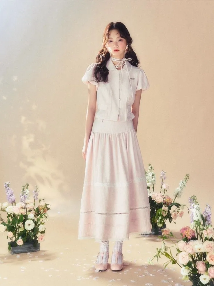 Pink Waisted Blouse/Umbrella Skirt【s0000007514】