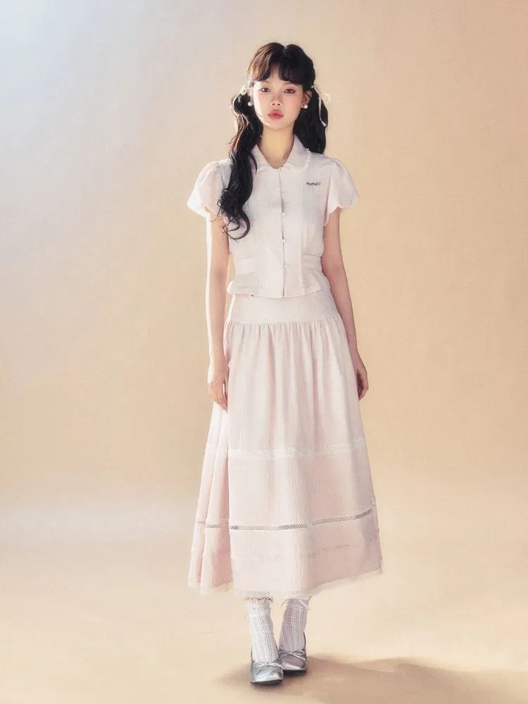 Pink Waisted Blouse/Umbrella Skirt【s0000007514】