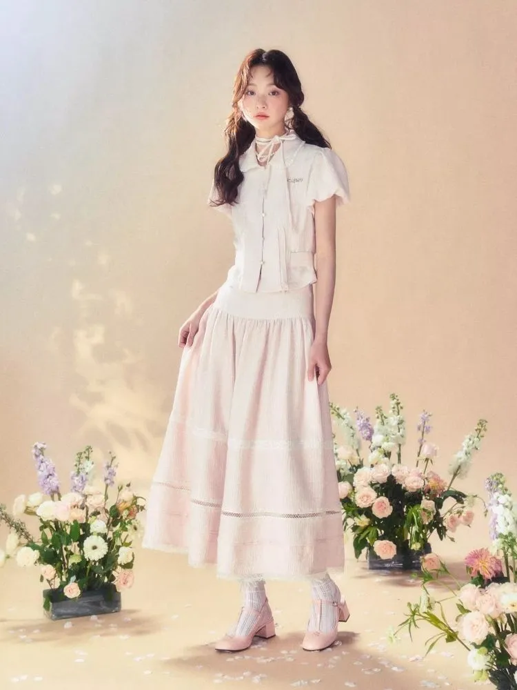 Pink Waisted Blouse/Umbrella Skirt【s0000007514】