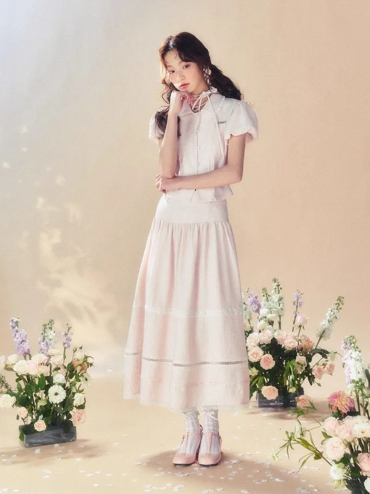 Pink Waisted Blouse/Umbrella Skirt【s0000007514】