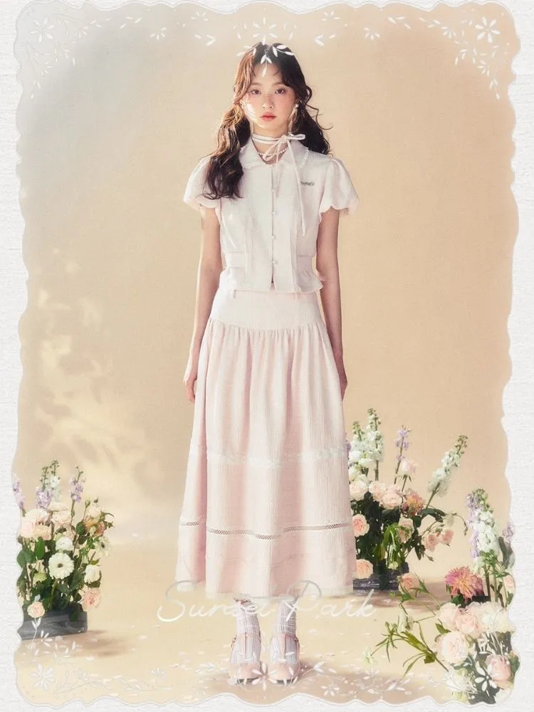 Pink Waisted Blouse/Umbrella Skirt【s0000007514】