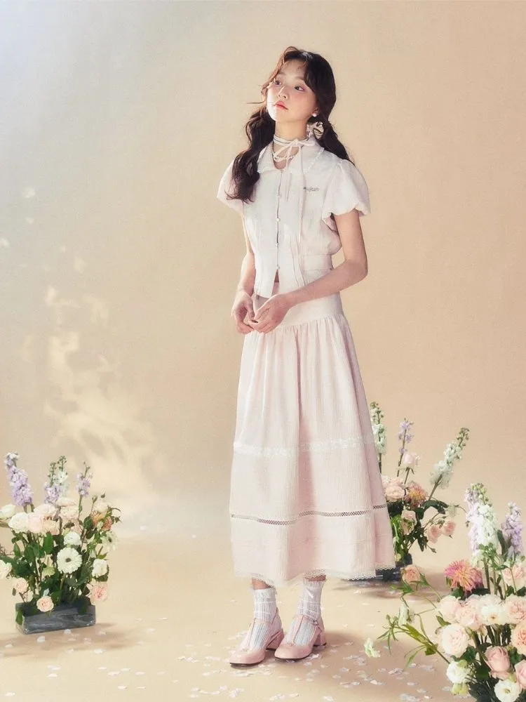 Pink Waisted Blouse/Umbrella Skirt【s0000007514】