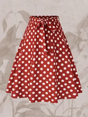 Plus Size Women's Polka Dot Printed Umbrella Skirt