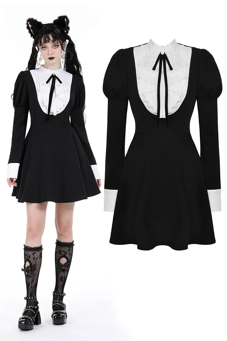 Princess neck contrast bubble dress (colorfast fabric) DW926