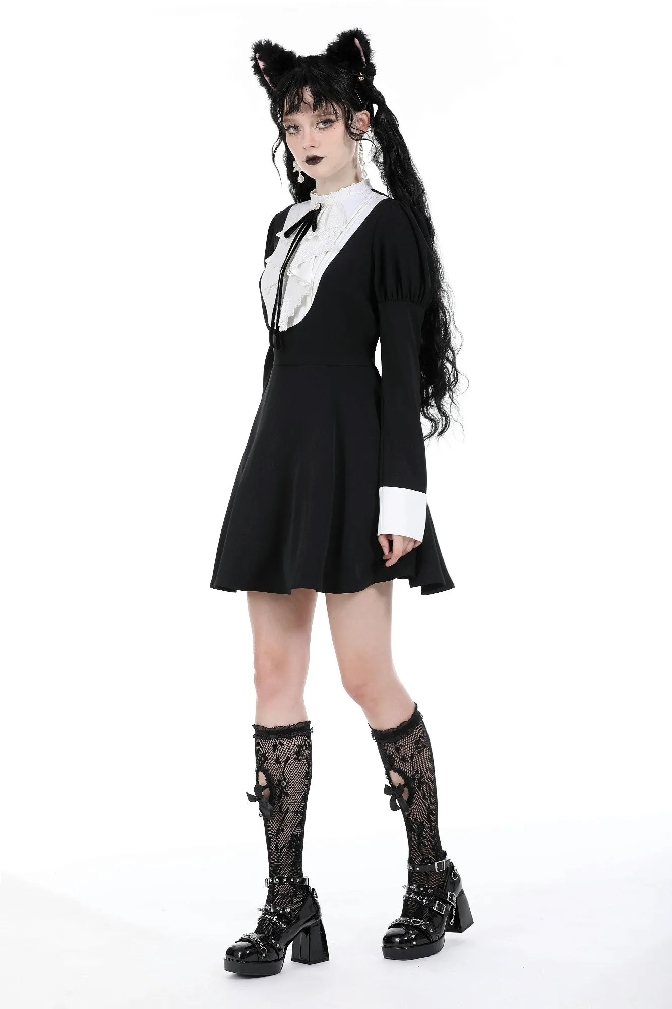 Princess neck contrast bubble dress (colorfast fabric) DW926
