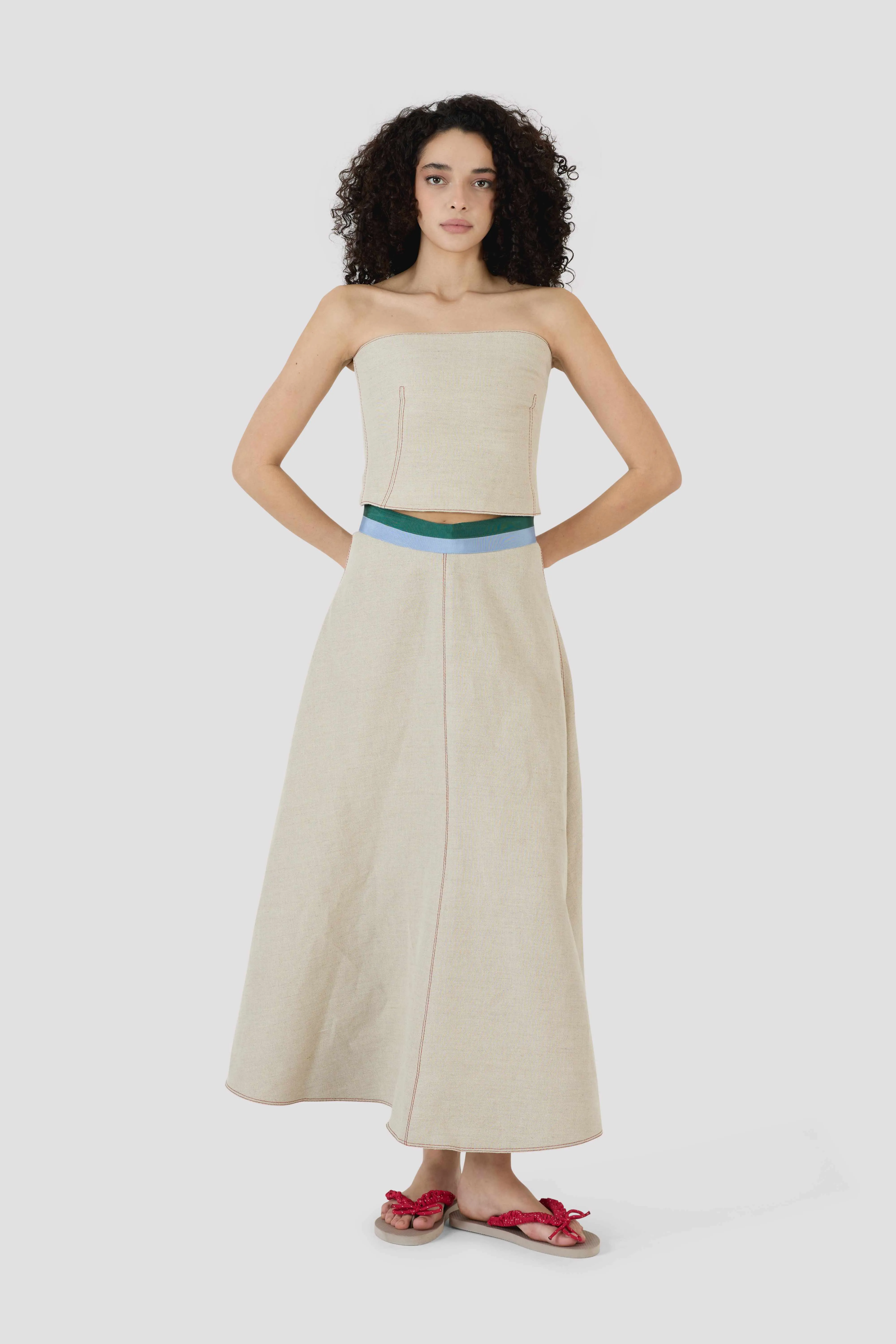 Ribbon Quartered A-Line Skirt