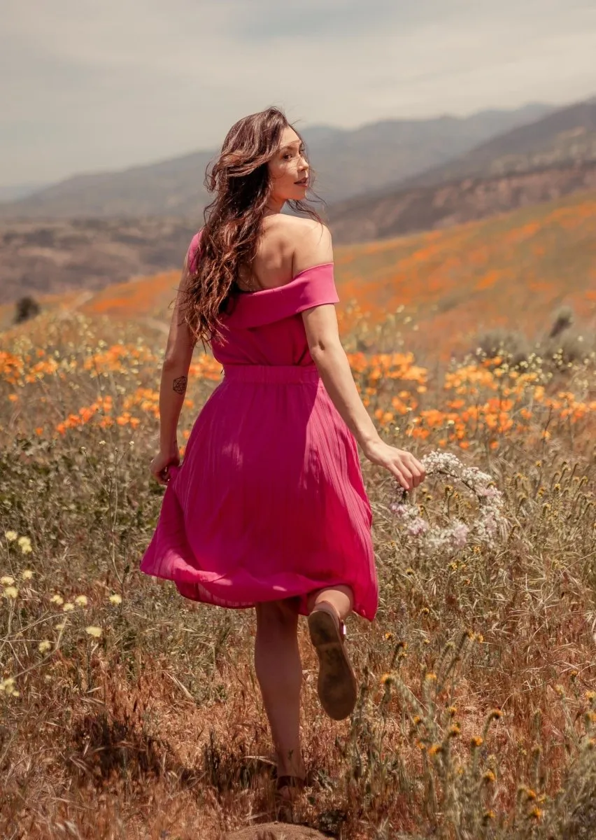 Srey Banana A-line Midi Skirt in Pink