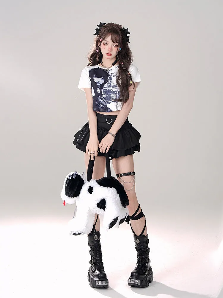 Tiered Mini Skirt Black A-Line Glamorous