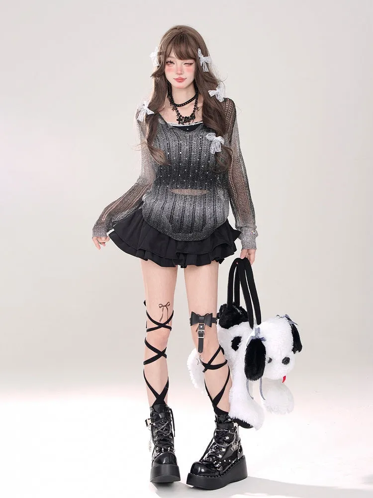 Tiered Mini Skirt Black A-Line Glamorous