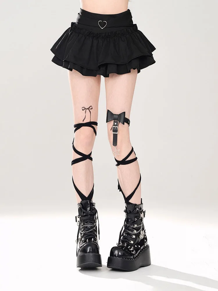 Tiered Mini Skirt Black A-Line Glamorous