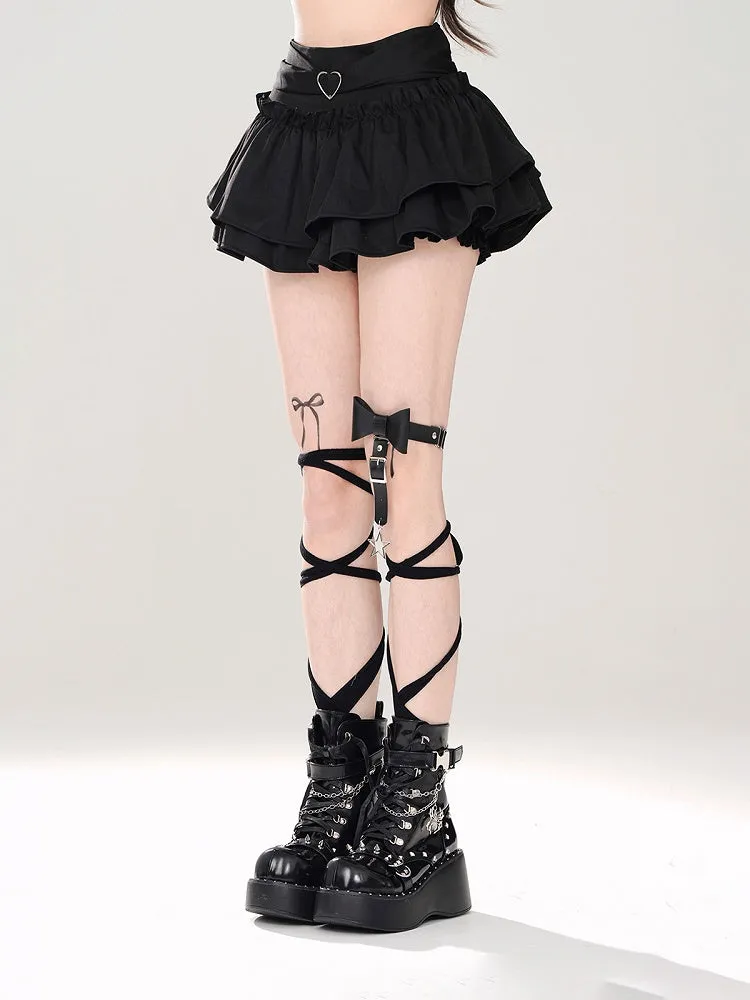 Tiered Mini Skirt Black A-Line Glamorous