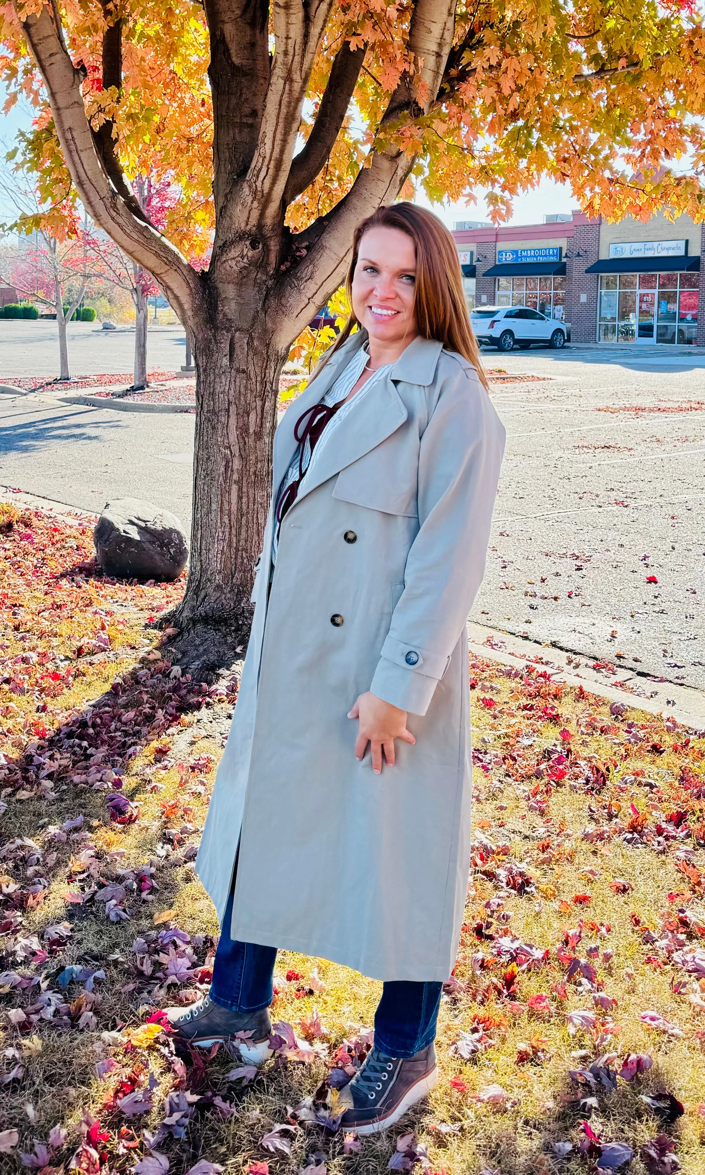 Timeless olive trench coat
