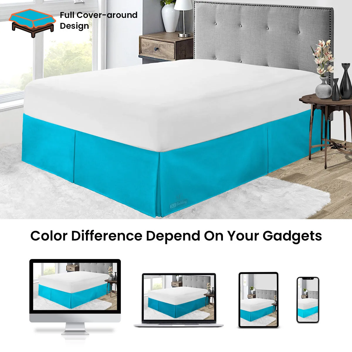 TURQUOISE PLEATED BED SKIRT