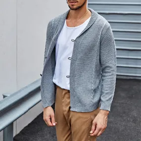 Wiaofellas  -  Fashion Mens Sweater Cardigans Spring Long Sleeve Lapel Button Knitted Coats Men Vintage Solid Color Slim Knitwear Men's Garment