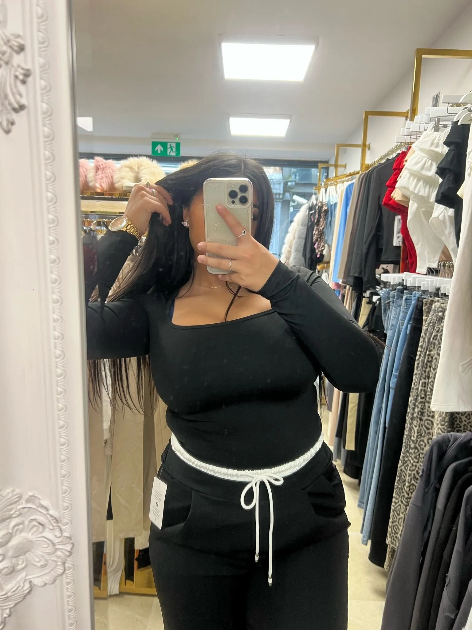 Wide Leg Black and White Trousers