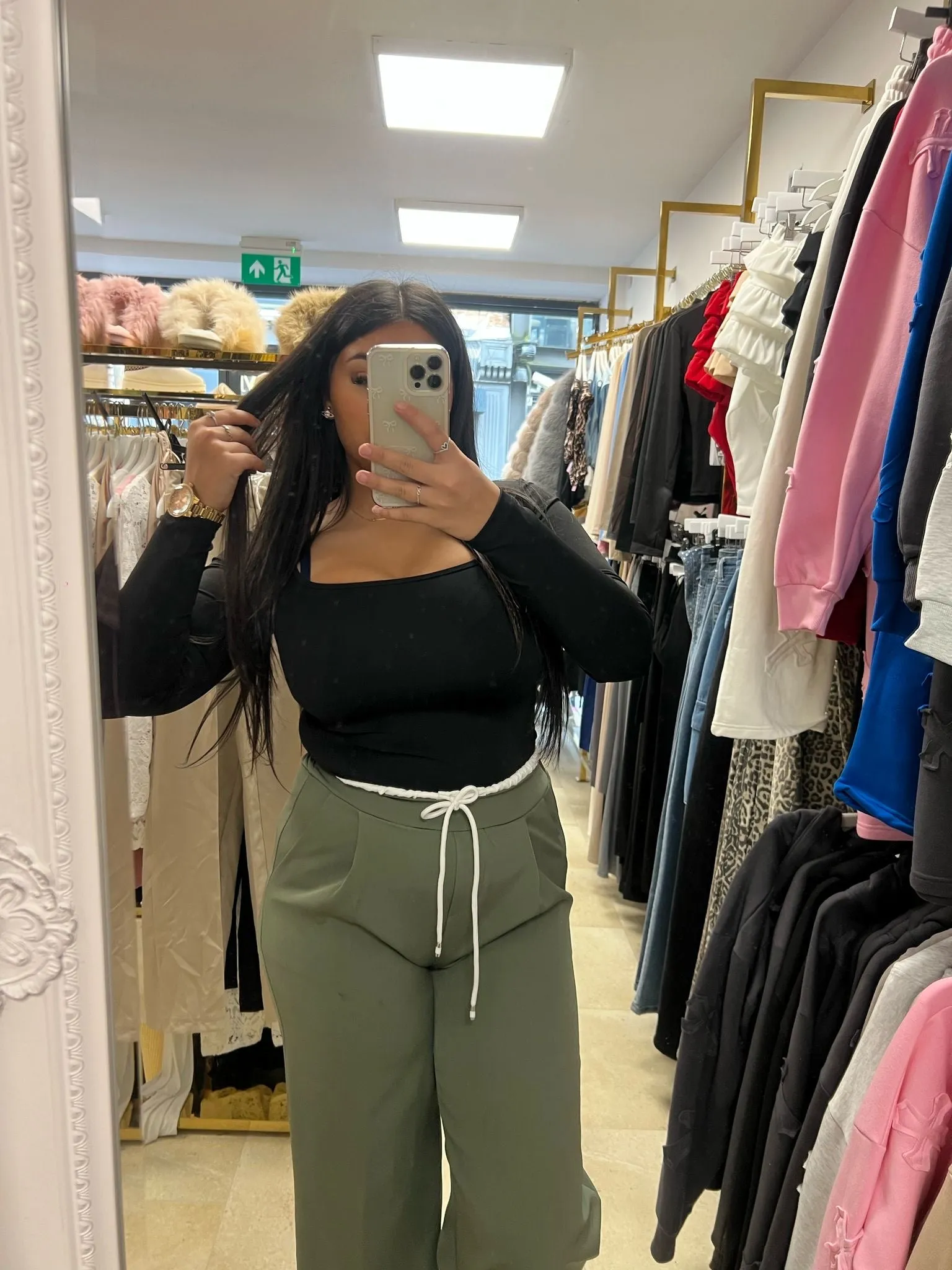 Wide Leg Black and White Trousers