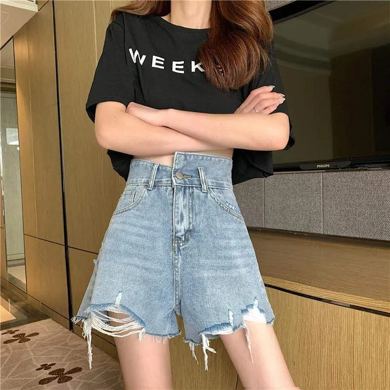 Women's Casual Irregular Denim Shorts
