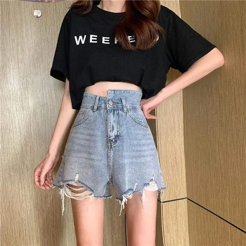 Women's Casual Irregular Denim Shorts